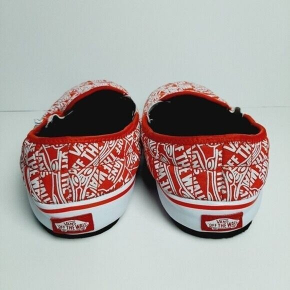 VANS / Slip-Er 2 Quilted Slipper Slip-on Sneaker Shoe Red & White Logo Sz 9.5 - Picture 9 of 16